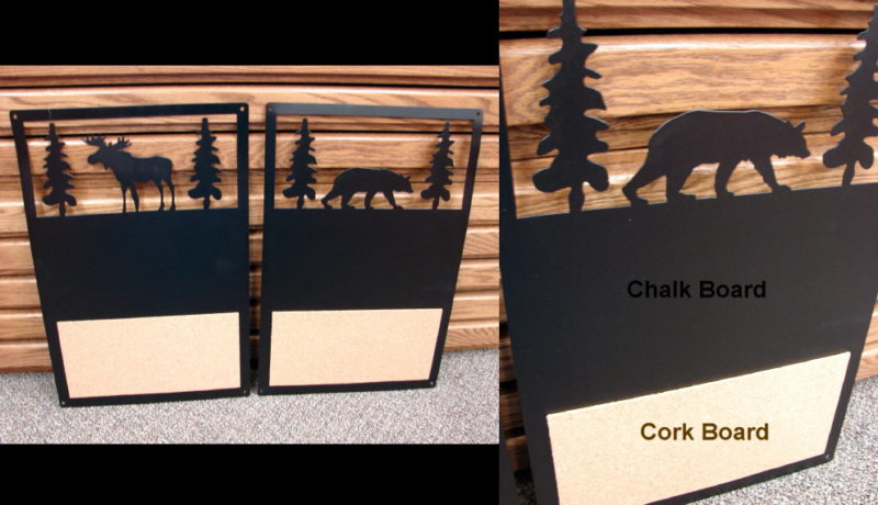 Black Iron Lodge Theme Message Chalk Cork Magnet Board Wall Mount, Moose-R-Us.Com Log Cabin Decor