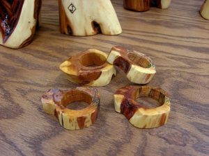 Hand Carved Diamond Willow Napkin Rings Set of 4