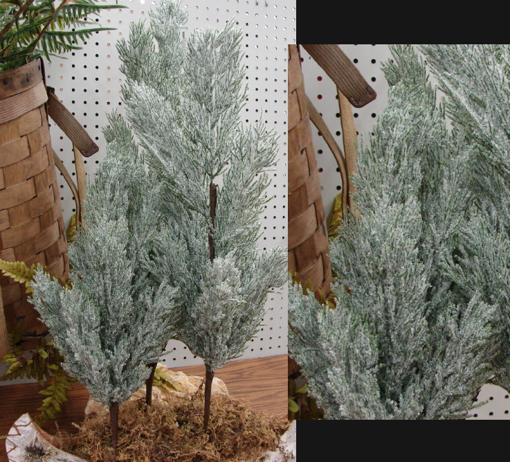 Realistic Ice Snow Covered Frosted Pine Tree 3 Sizes Winter Decorating, Moose-R-Us.Com Log Cabin Decor