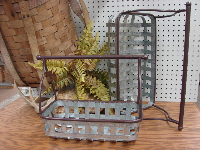 Reclaimed Galvanized Metal Repurposed Slat Hearth Baskets Large Set/2, Moose-R-Us.Com Log Cabin Decor