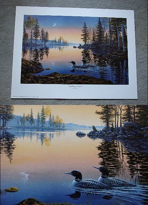 Benson Together at Dawn Loon Couple Print Lake Sunrise, Moose-R-Us.Com Log Cabin Decor