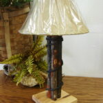 Amish Crafted Hickory Wood Bark-on Rustic Wooden Table Wall Lamp Sconce - Image 2