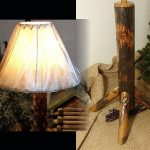 Amish Crafted Hickory Wood Bark-on Rustic Wooden Table Wall Lamp Sconce