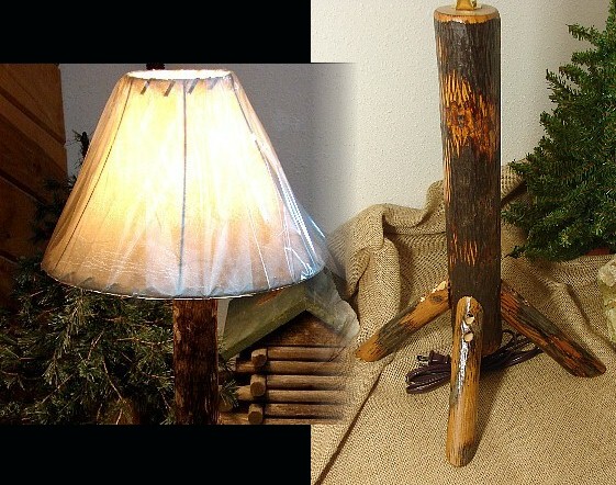 Rustic Hickory Fishing Pole Floor Lamp