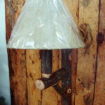 Amish Crafted Hickory Wood Bark-on Rustic Wooden Table Wall Lamp Sconce - Image 3