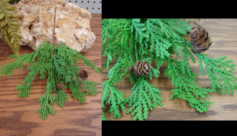 Realistic Juniper Branch Pick with Cones 10&#8243;, Moose-R-Us.Com Log Cabin Decor