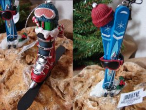Detailed Downhill Ski Boot Skis Hat Ornament