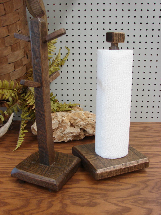 Distressed Reclaimed Barn Wood Amish Oak Counter Paper Towel, Moose-R-Us.Com Log Cabin Decor