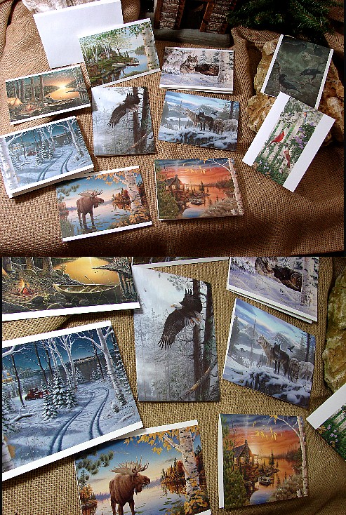 Northwoods Artists 10 Note Card Boxed Set, Moose-R-Us.Com Log Cabin Decor