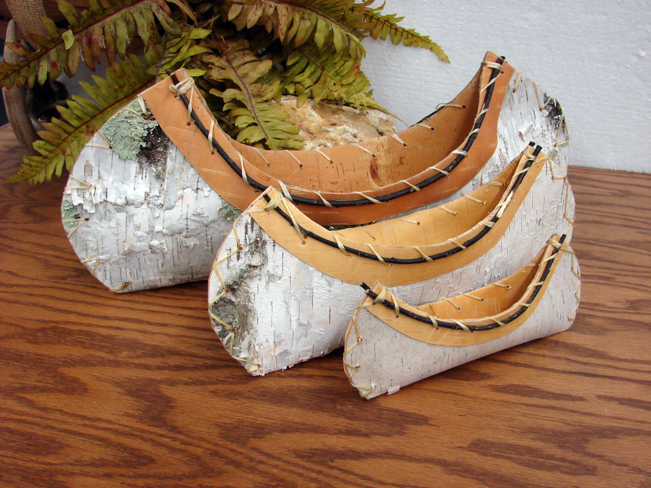 Birch Bark Canoe Authentic Native American Ojibwe Indian Birchbark Canoes -   Log Cabin Decor