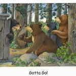 Laughing Bear Art Prints Endearing Whimsical Humorous Artwork by Jeffrey Severn, Moose-R-Us.Com Log Cabin Decor