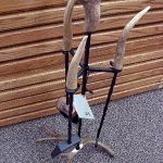 Real Carved Moose Deer Antler Amish Iron Driftwood Fireplace Accessory Tool Set - Image 4