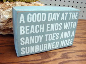 Primitive Box Sign Sandy Toes Sunburned Nose