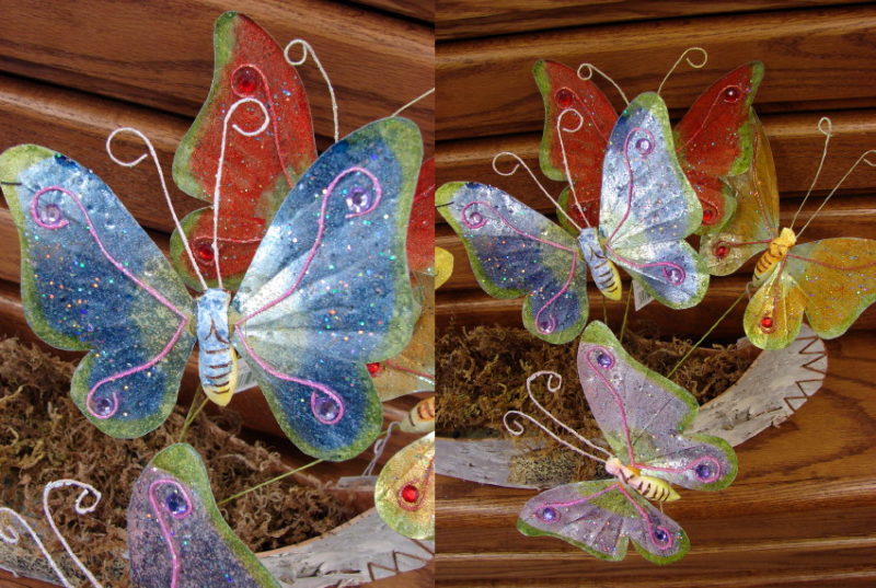 Oversized Moth Butterfly Tin Pick Garden Flower Wedding, Moose-R-Us.Com Log Cabin Decor