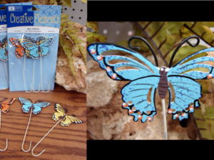 Metal Die-Cut Butterfly Pick Assortment Orange Yellow Blue Set of 9