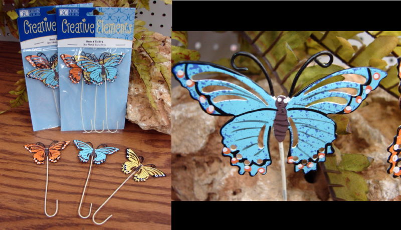 Metal Die-Cut Butterfly Pick Assortment Orange Yellow Blue Set of 9, Moose-R-Us.Com Log Cabin Decor