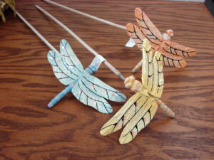 Craft Supply Tin Dragonfly Garden Bouncy Pick Porch Pot Set/3