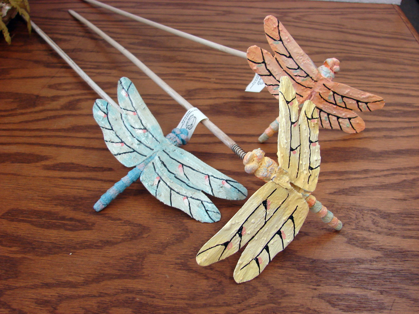 Craft Supply Tin Dragonfly Garden Bouncy Pick Porch Pot Set/3