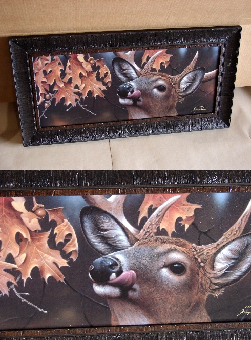 Jerry Gadamus The Licking Stick White Tail Deer Framed Giclee, Moose-R-Us.Com Log Cabin Decor