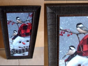 Jerry Gadamus Music Man Snowman Chickadee Framed Giclee