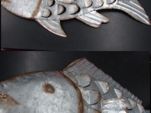 Large Rustic Galvanized Fishing Theme Metal Wall Art Fish