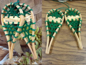 Miniature Iverson Traditional Wood Snowshoe Pair Ornament USA