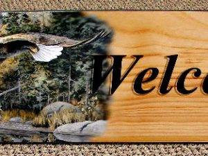 Jeff Renner Wildlife Art Wrapped Welcome Sign Bear Moose Bass etc.