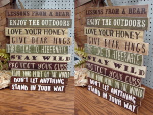 Wood Lessons From A Bear Lodge Wildlife Themed Sign