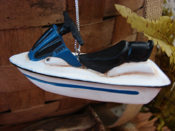 Midwest Lake Water Themed Jet Ski Wave Runner Ornament, Moose-R-Us.Com Log Cabin Decor