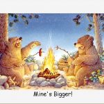 Laughing Bear Art Prints Endearing Whimsical Humorous Artwork by Jeffrey Severn, Moose-R-Us.Com Log Cabin Decor