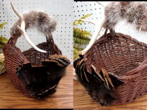Northwoods Memories Wolverine Turkey Deer Antler Basket #B15