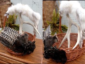 Northwoods Memories Turkey Deer Antler Mottled Arctic Fox Oval Basket #B9