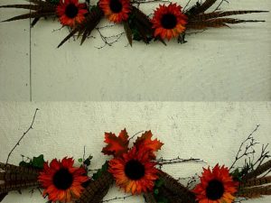 Northwoods Memories Wave Grapevine Swag Ivy Sunflowers Pheasant #W30