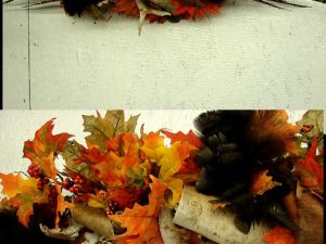 Northwoods Memories Autumn Leaves Deer Antler Birch Bark Turkey Door Wall Swag #W31