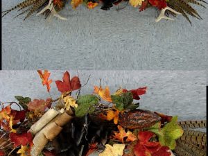 Double Deer Antler Autumn Leaves Birch Bark Pheasant Door Wall Swag #W33