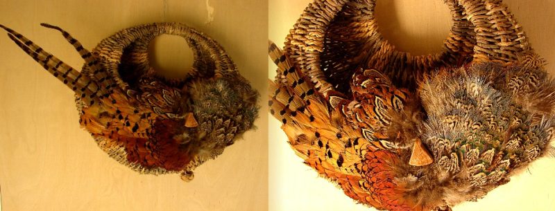 Northwoods Memories Tweed Wall Basket Pocket Pheasant Feathers #W59, Moose-R-Us.Com Log Cabin Decor