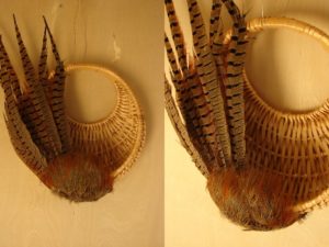 Northwoods Memories Natural Wall Basket Pheasant Feathers #W57