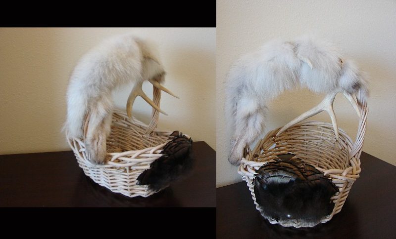 Northwoods Memories Arctic Fox Deer Antler Pheasant Pad Gathering Basket #B1, Moose-R-Us.Com Log Cabin Decor