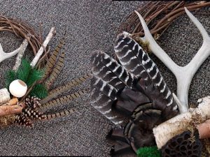 Northwoods Memories Grapevine Pod Pine Cone Deer Antler Turkey Birch Wreath #W51