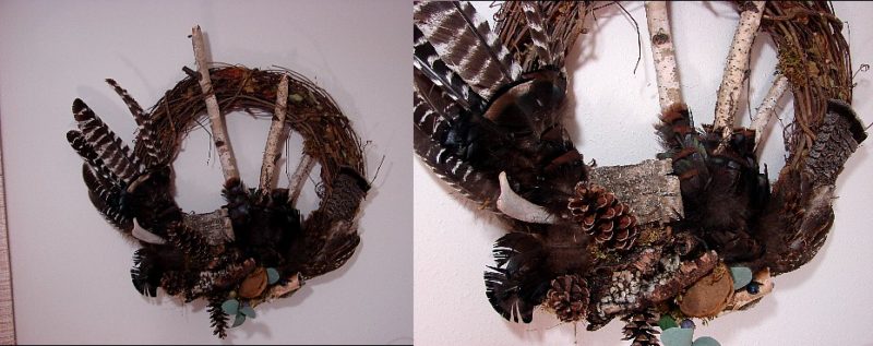 Large Grapevine Wreath Deer Antler Wild Turkey Pheasant Birch Log Wall Hanger #W7, Moose-R-Us.Com Log Cabin Decor