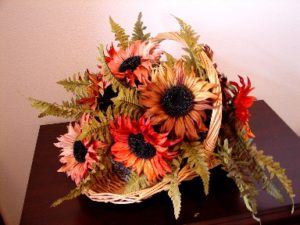 Northwoods Memories Oversized Gathering Basket Autumn Sunflowers Bistro Ferns Basket #B8