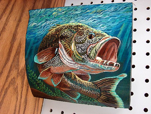 Underwater Hand Painted Bass Log Siding Pat King - Moose-R-Us.Com Log