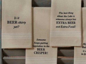 Cotton Embroidered Beer Sayings Dishtowel Humorous
