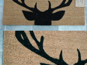 Coir Outdoor Indoor Antlers Door Mat Buck Head Silhouette