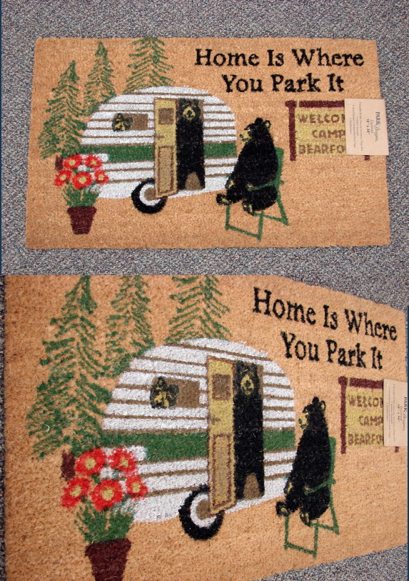 Heavy Duty Coir Black Bear Buffalo Plaid Welcome Entry Porch Door Mat Rug -   Log Cabin Decor