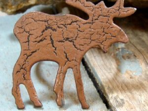 Set/4 Crackle Iron Silhouette Moose Napkin Ring Holders