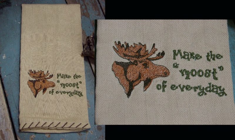 PD Embroidered Moost of Every Day Towel, Moose-R-Us.Com Log Cabin Decor
