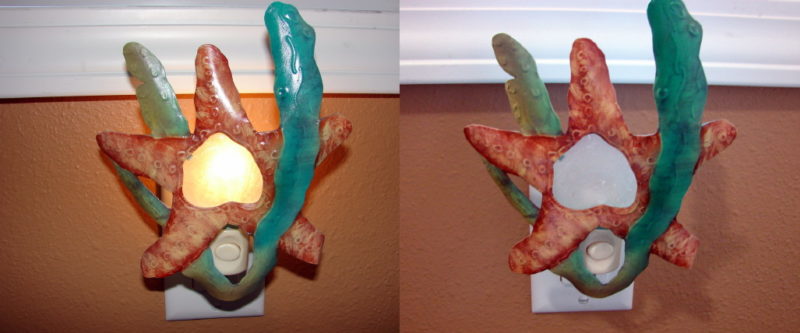 Tin Capiz Shell Starfish Night Light Beach Themed Nightlight, Moose-R-Us.Com Log Cabin Decor