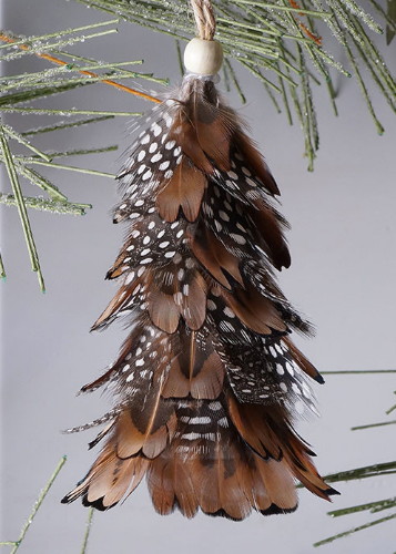 Real Pheasant Feather Tree Ball Pinecone Ornament, Moose-R-Us.Com Log Cabin Decor