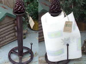 Handcrafted Pine Lodge Iron Pinecone Bathroom Towel Bar Peg Hooks Holder, Moose-R-Us.Com Log Cabin Decor